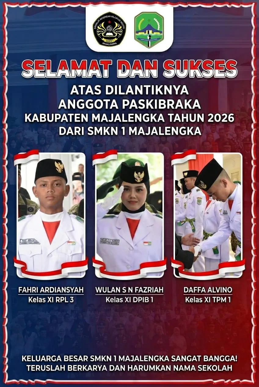 Tiga Siswa SMKN 1 Majalengka Terpilih Menjadi Paskibraka Kabupaten Majalengka pada HUT RI ke-81